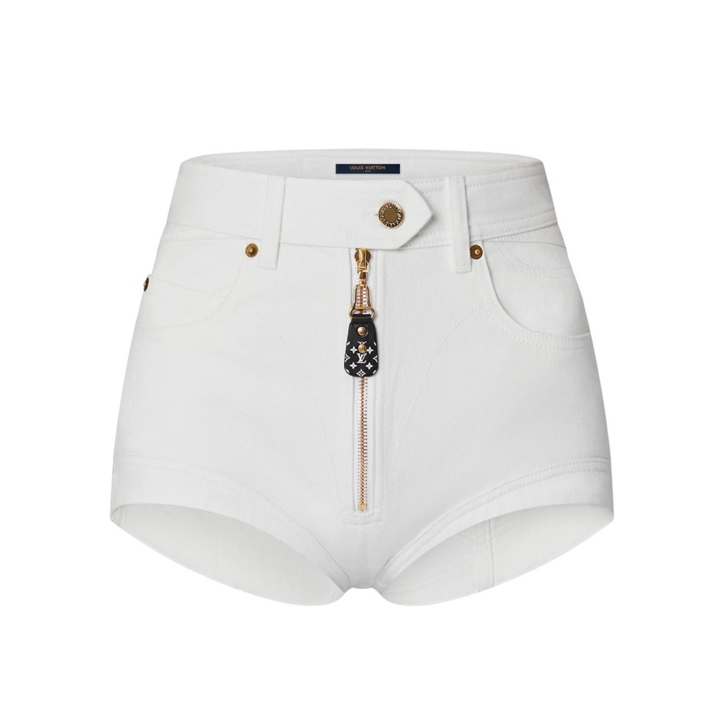💯 authentic Louis Vuitton Monogram Accent Denim Mini Shorts